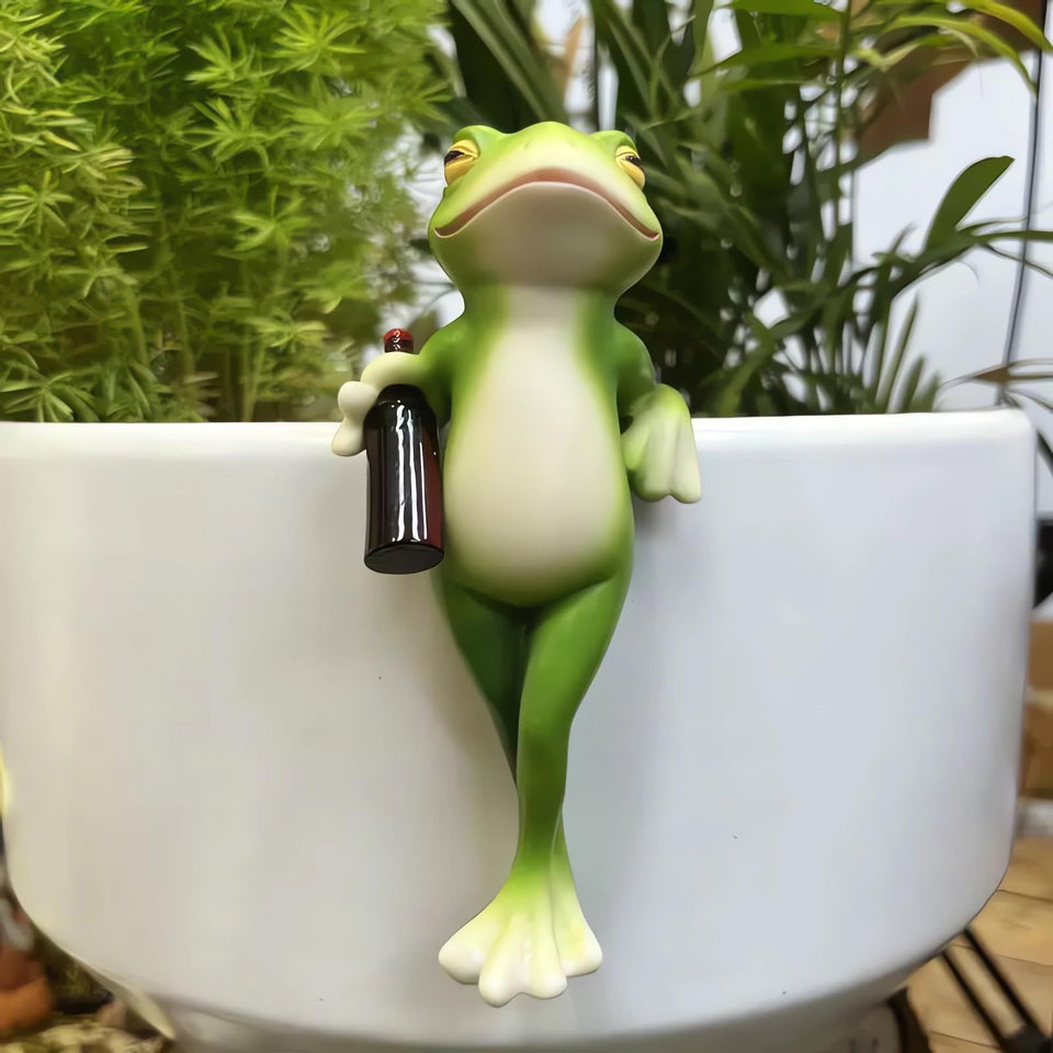 Suqorinp miniature frog figurine for garden decor adds whimsy to pots