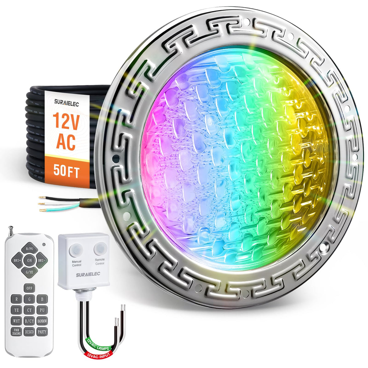 SURAIELEC 12V pool light installed in a 10-inch niche for durable inground installation