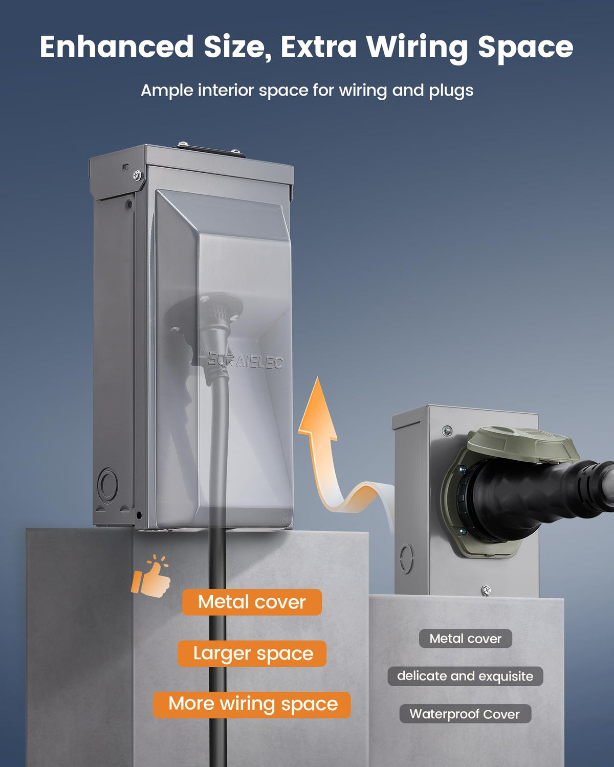 SURAIELEC galvanized steel body resists rust in outdoor conditions