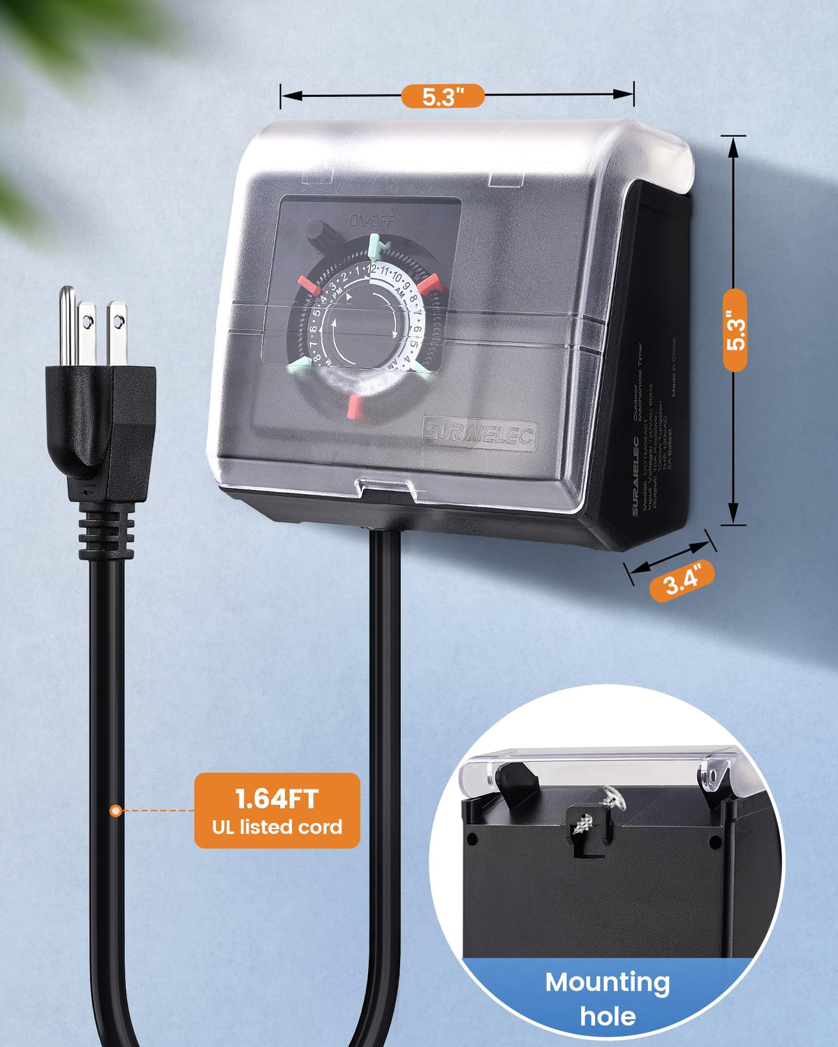 SURAIELEC 1HP-capable timer supports common above-ground pool equipment.