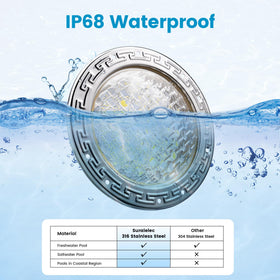 SURAIELEC 35W LED pool light delivers bright 3000lm illumination.