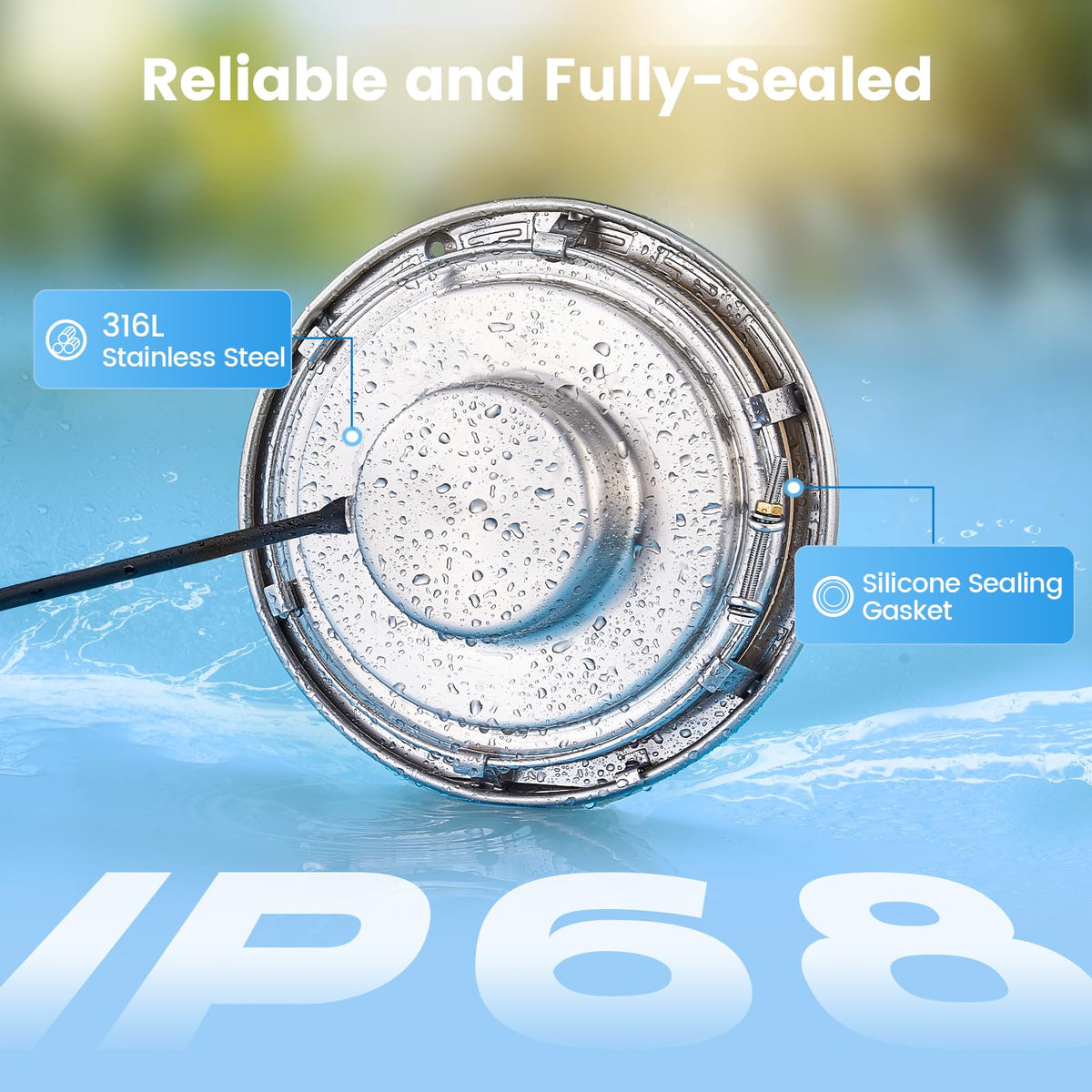 SURAIELEC 5000 lumen LED pool light providing bright pool brightness