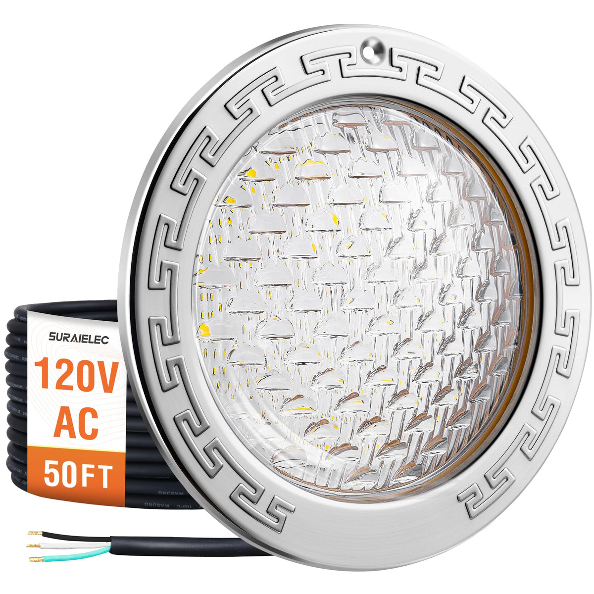 SURAIELEC pool light in a 10-inch niche for vibrant nighttime swimming.