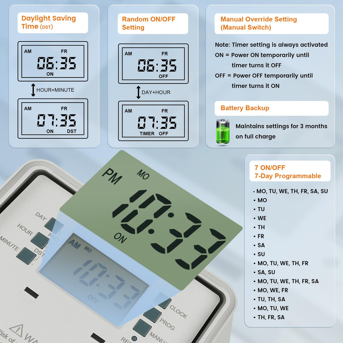 SURAIELEC pool timer 7-day programming offers flexible weekly automation