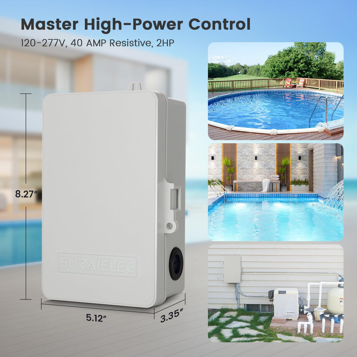 SURAIELEC pool timer suitable for indoor and outdoor installations