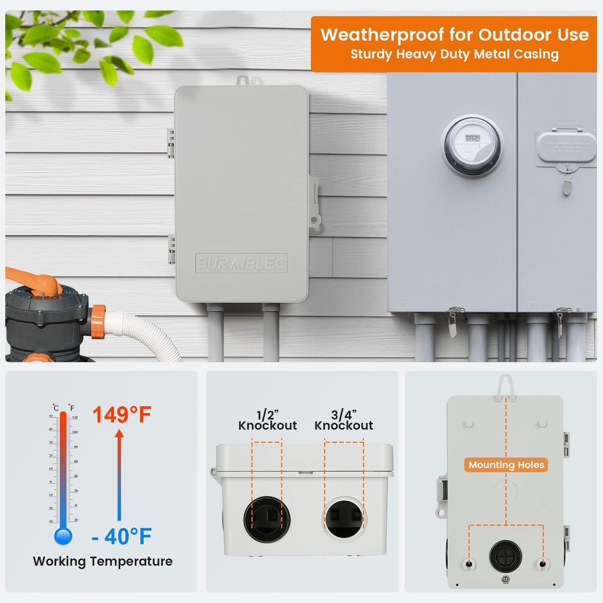 SURAIELEC pool timer lockable cover safeguards settings during storms