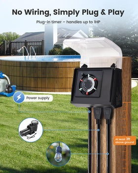 SURAIELEC weatherproof timer housing protects outdoor control year-round.