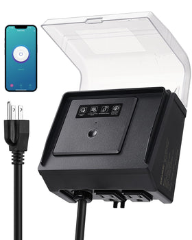 SURAIELEC wifi pool timer with dual outlets for above-ground pools, remote scheduling.