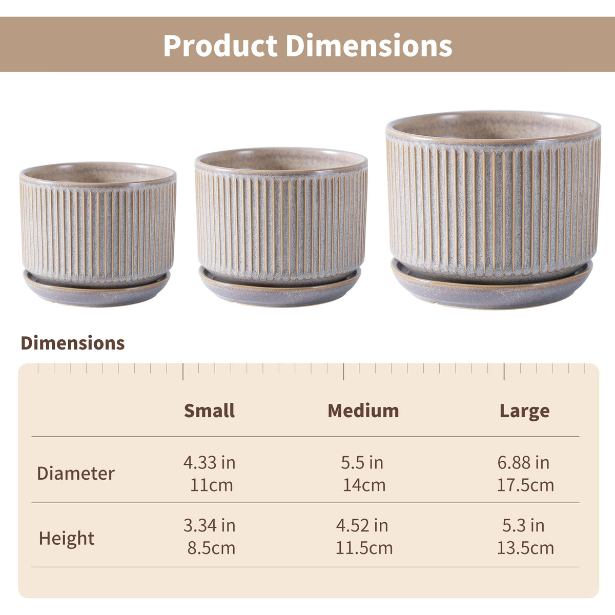 Sure Yuesi speckle gray ceramic pot large with drainage hole for larger indoor plants.