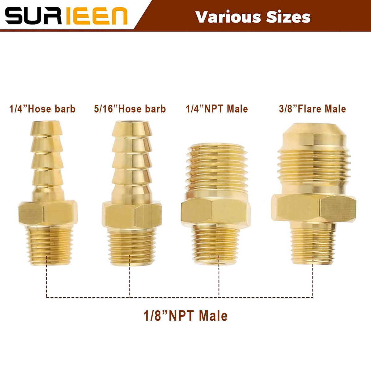Surieen adapters for 1/4 flare provide versatile hose connections