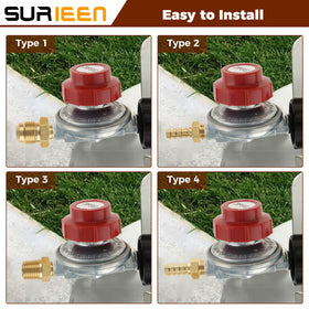 Surieen hose barb connector enables leak safe hookup for grills and stoves