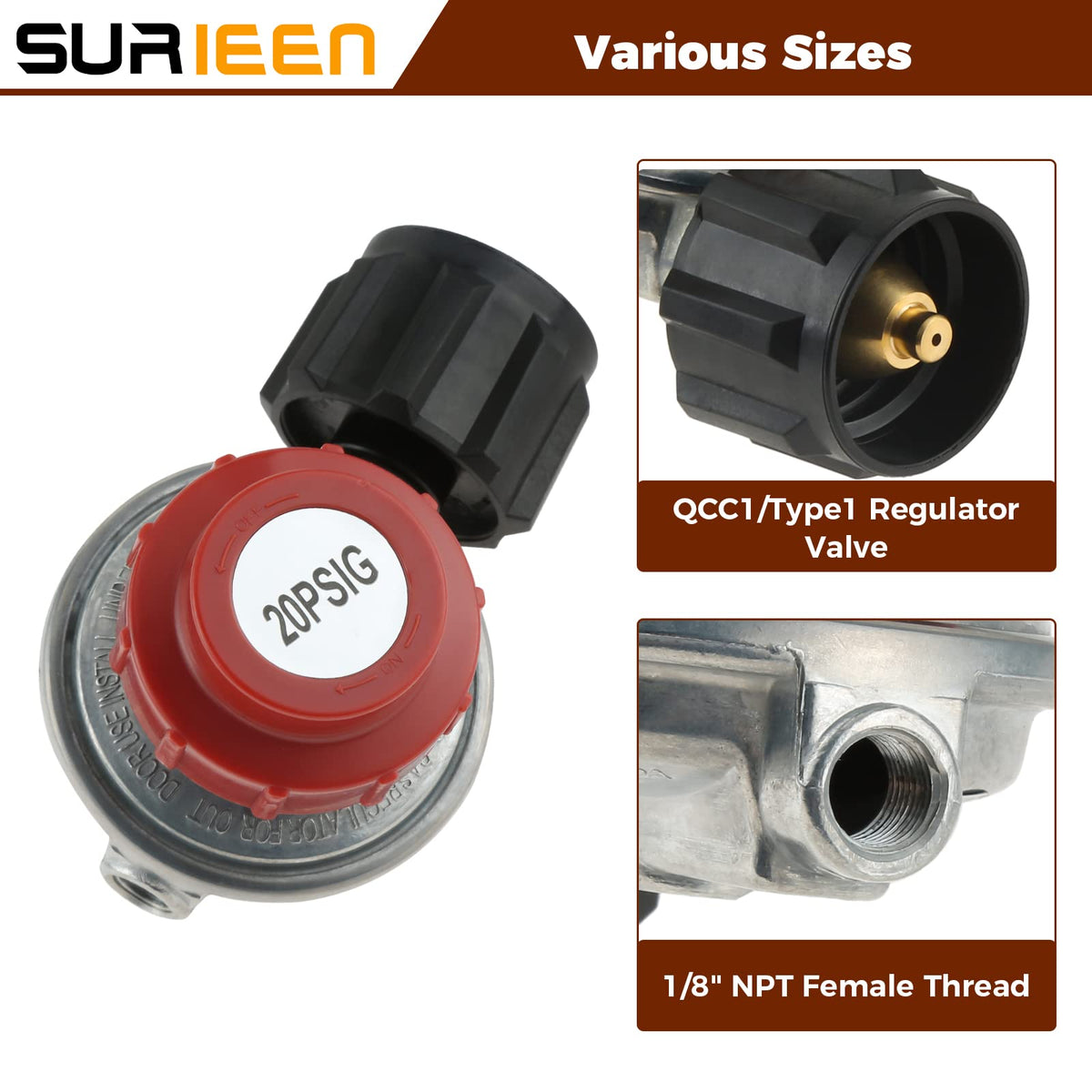 Surieen regulator kit connects to the propane tank for a secure start