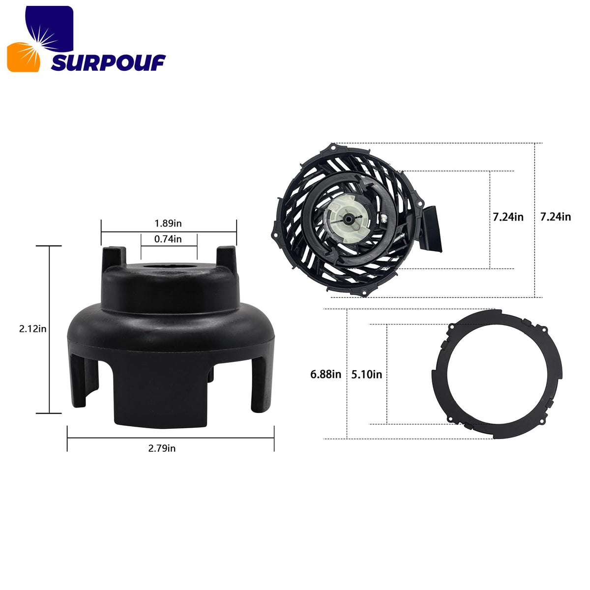 SURPOUF Briggs & Stratton compatible starter with model 08P502 supports quick maintenance.