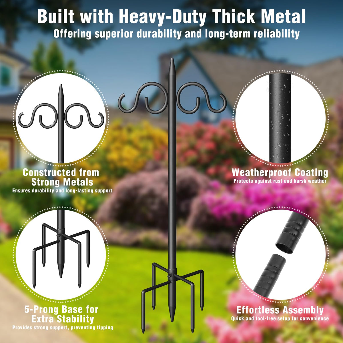 Surprizo five-prong base adds stability in windy conditions.