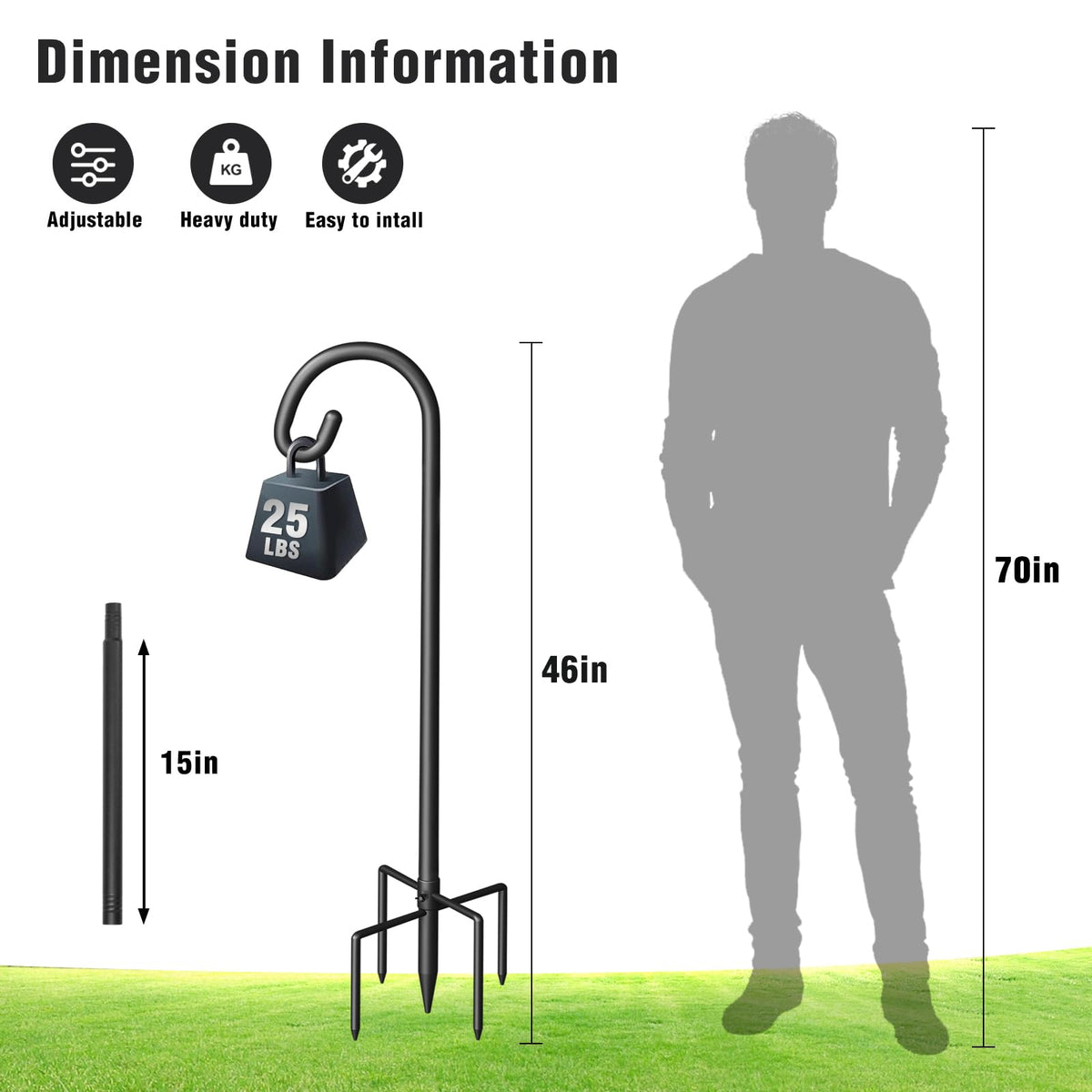Surprizo heavy-duty bird feeder hook demonstrates durable, weather-ready construction for year-round use.