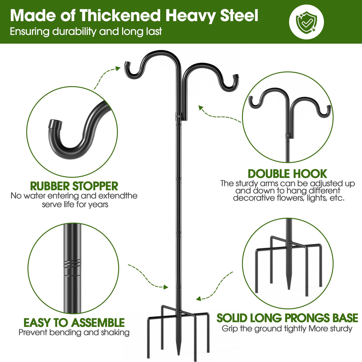 Surprizo Double Shepherds Hook tools-free assembly enables quick setup