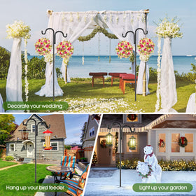 Surprizo Double Shepherds Hook wind chimes and lanterns display in evening glow