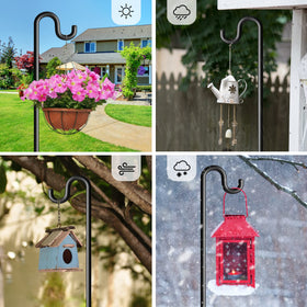 Surprizo multiuse hanger accommodates planters, wind chimes, and garden ornaments.