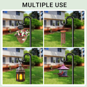 Surprizo hanger keeps planters and bird feeders elevated for improved visibility.