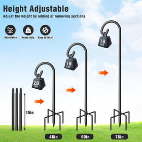 Surprizo Shepherd Hook heavy-duty construction withstands rain, snow, and sun.