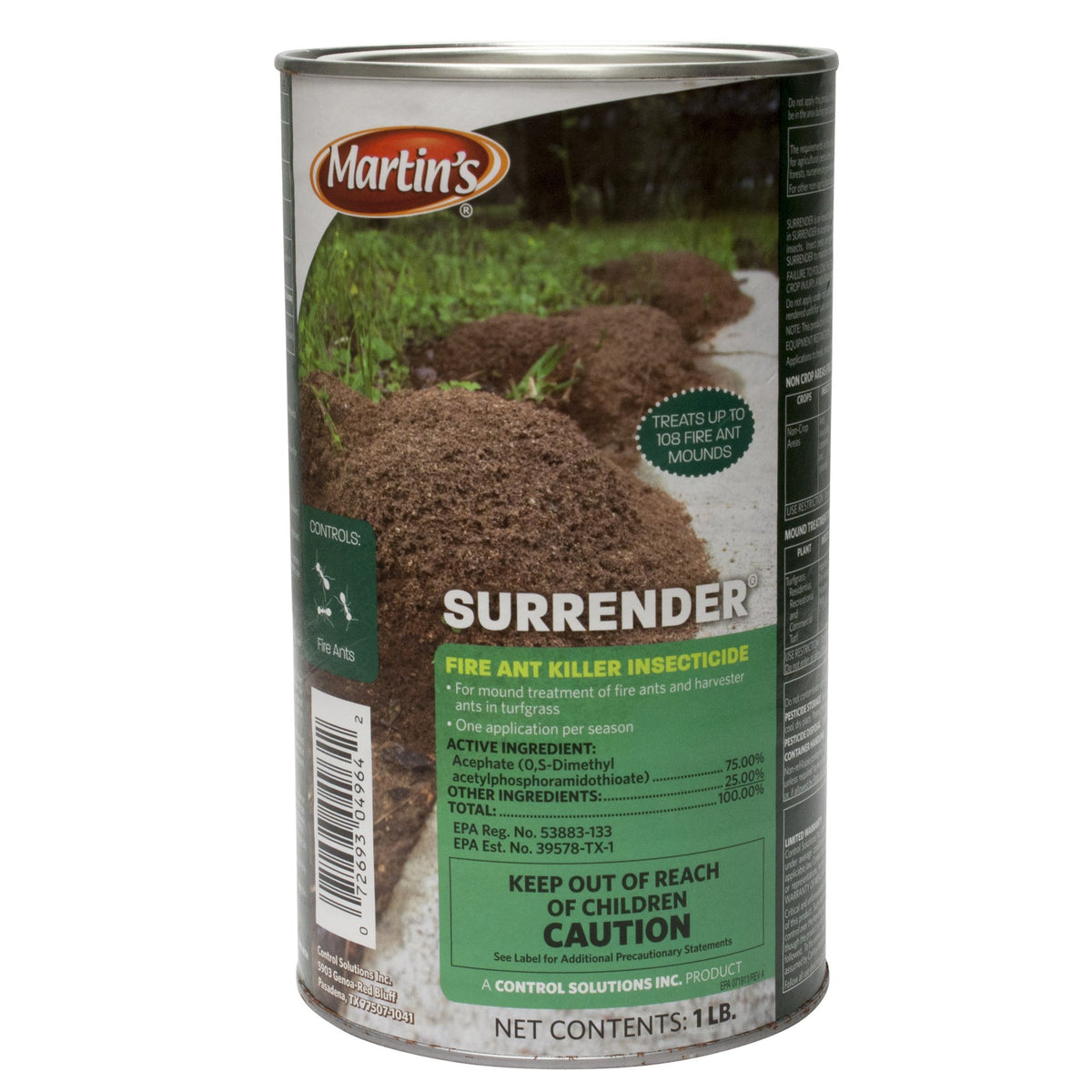 SURRENDER Fire Ant Killer bottle with acephate for outdoor mound control in lawns