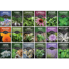 SURVIVAL GARDEN SEEDS 18-herb seed pack for home apothecary and herbal teas.