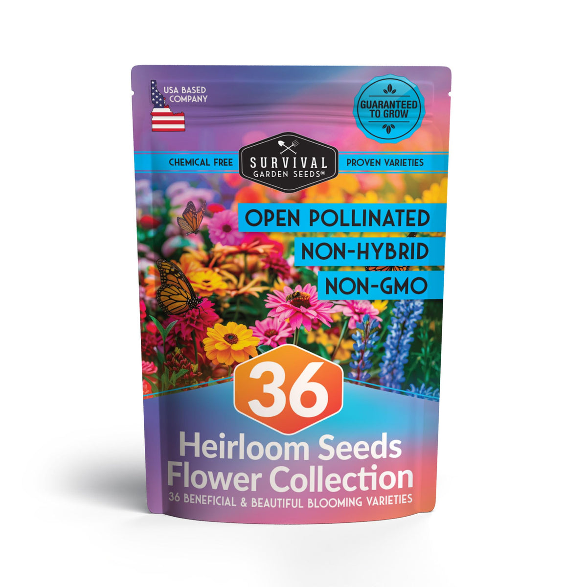 Survival Garden Seeds 36 varieties of annual and perennial blooms for season-long color