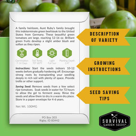 SURVIVAL GARDEN SEEDS Cherokee Purple tomatoes for deep flavor in sandwiches