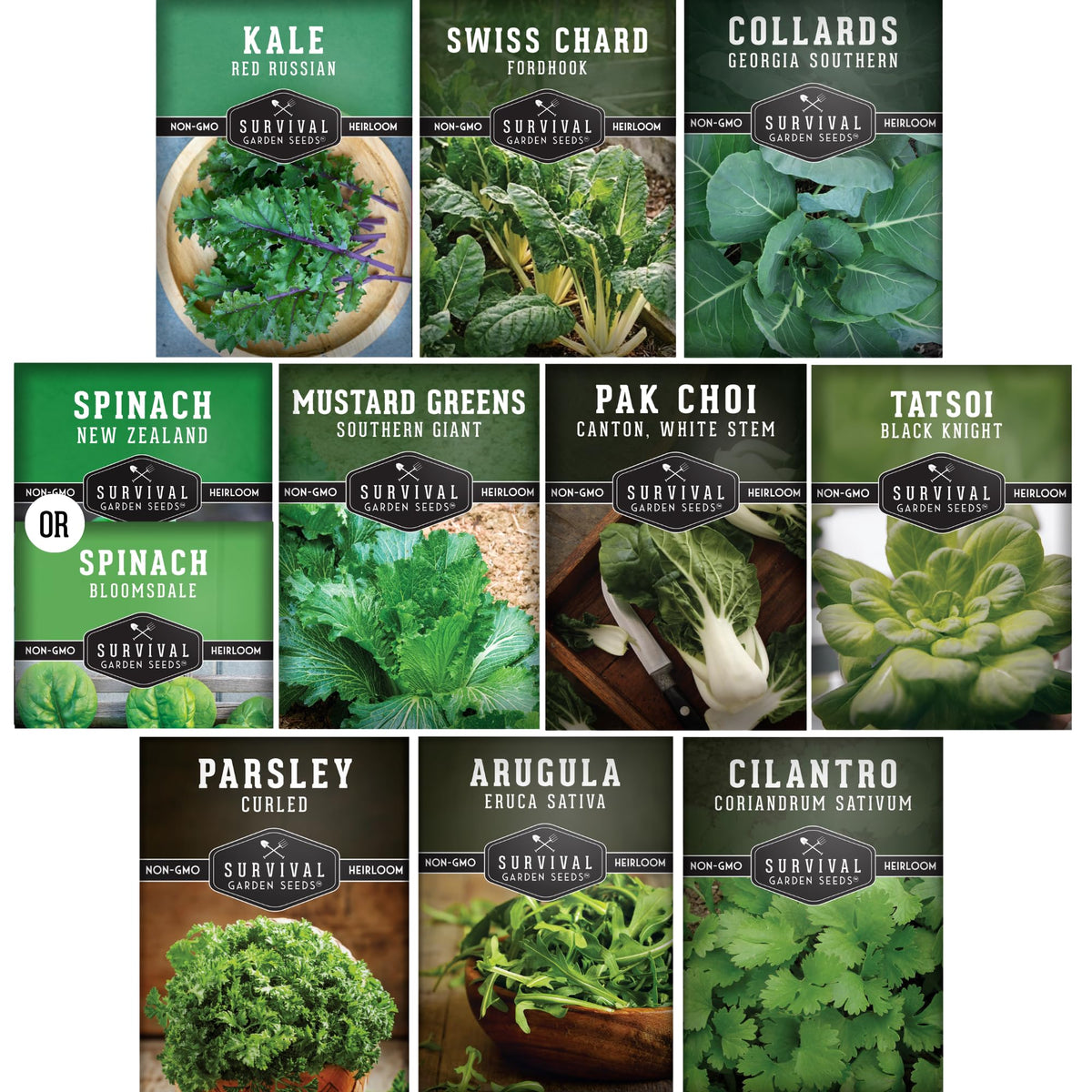 Survival Garden Seeds collards seeds for a hardy greens harvest.