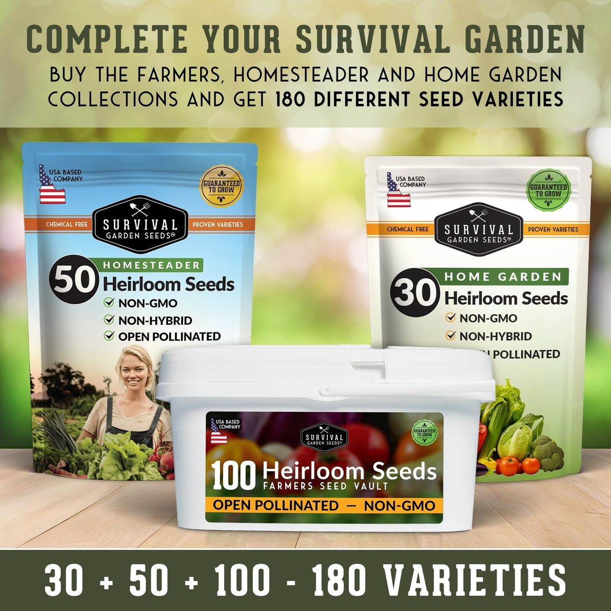 Survival Garden Seeds complete growing instructions included with every packet.