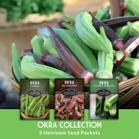 SURVIVAL GARDEN SEEDS Emerald Green okra supports vigorous growth for steady harvests.