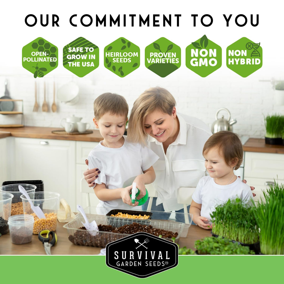 SURVIVAL GARDEN SEEDS heritage seeds USA pack highlighting open-pollinated varieties