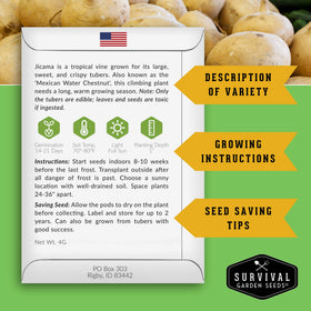 Soak tips image for jicama seeds showing pre-soak steps to assist germination