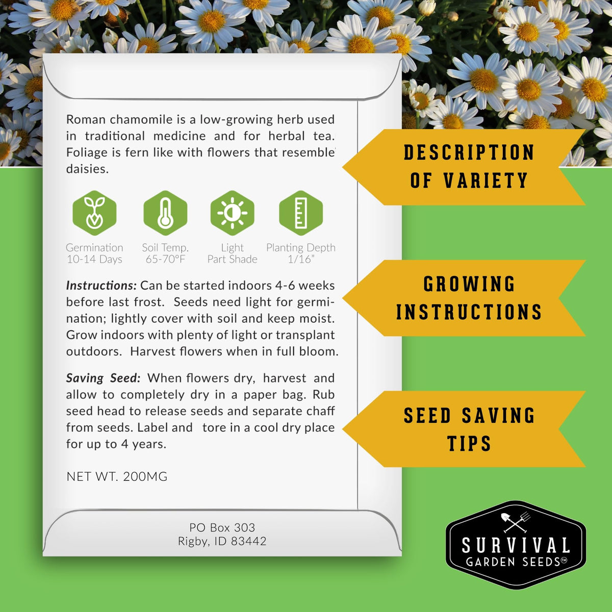 Survival Garden Seeds lemon balm seed pack for bright teas