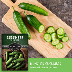 SURVIVAL GARDEN SEEDS Muncher cucumber seeds for slicing cucumbers with vibrant flavor