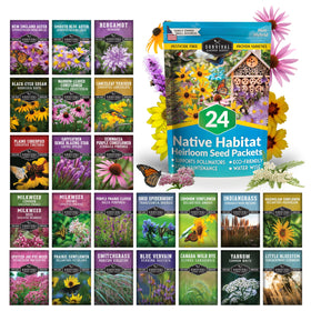 SURVIVAL GARDEN SEEDS native wildflower collection cover—vibrant pollinator-friendly display for gardens