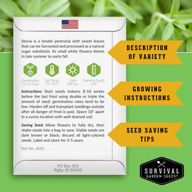 SURVIVAL GARDEN SEEDS stevia indoors image highlights indoor sowing potential