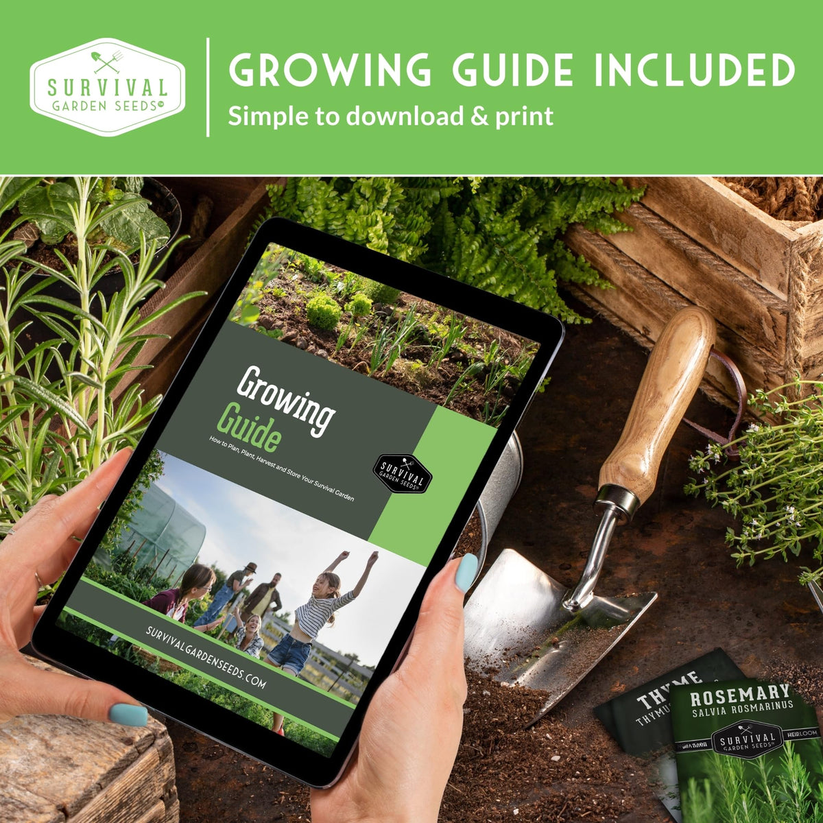 SURVIVAL GARDEN SEEDS Includes vegetables, fruits, and herbs for a complete garden.