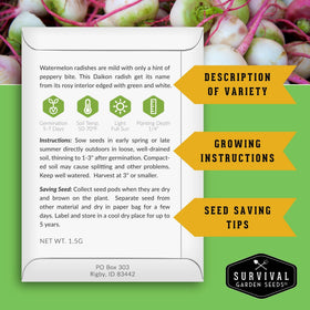 Survival Garden Seeds watermelon radish seeds for colorful, crisp roots.