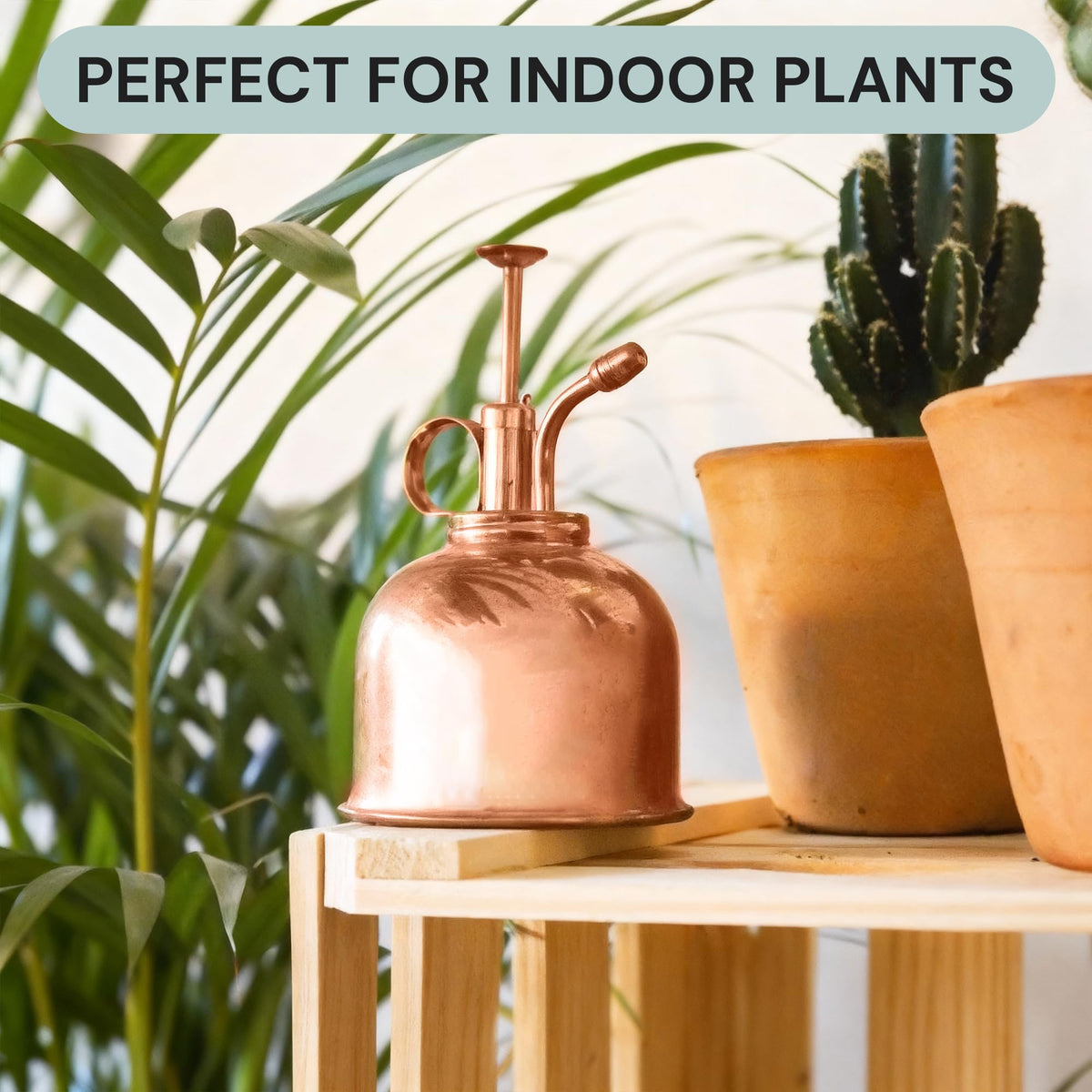Sustainable Village Copper Plant Mister with ergonomic handle for easy watering.