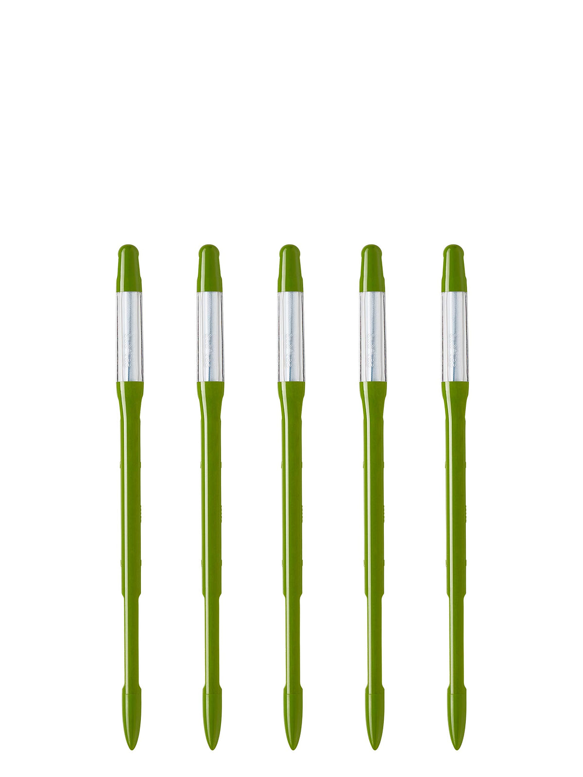 Sustee Aquameter set of five green sticks in a pot for continuous moisture monitoring.