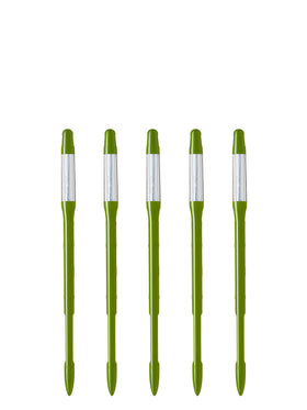 Sustee Aquameter set of five green sticks in a pot for continuous moisture monitoring.
