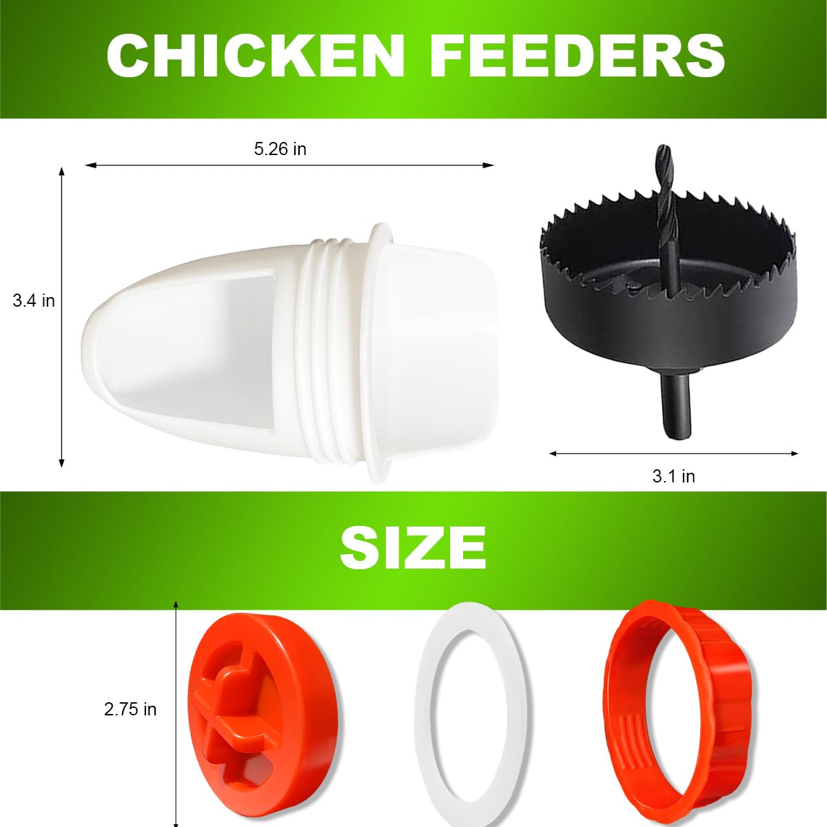 SuSuHan gravity feeder in use promotes reduced waste and a cleaner coop.