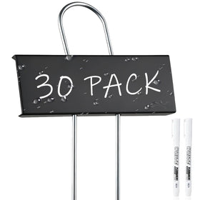 SUSUSUBAO 30-pack metal plant labels with stakes for organized garden labeling.