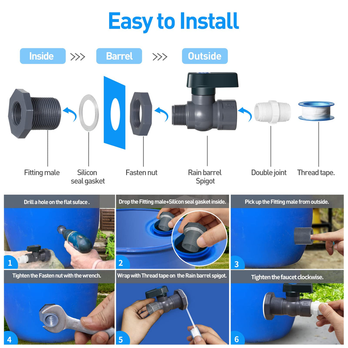 Suswillhit garden hose adapter feature enables seamless watering setup.