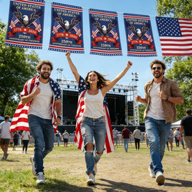 Suswoos double-sided print flag visible from all angles