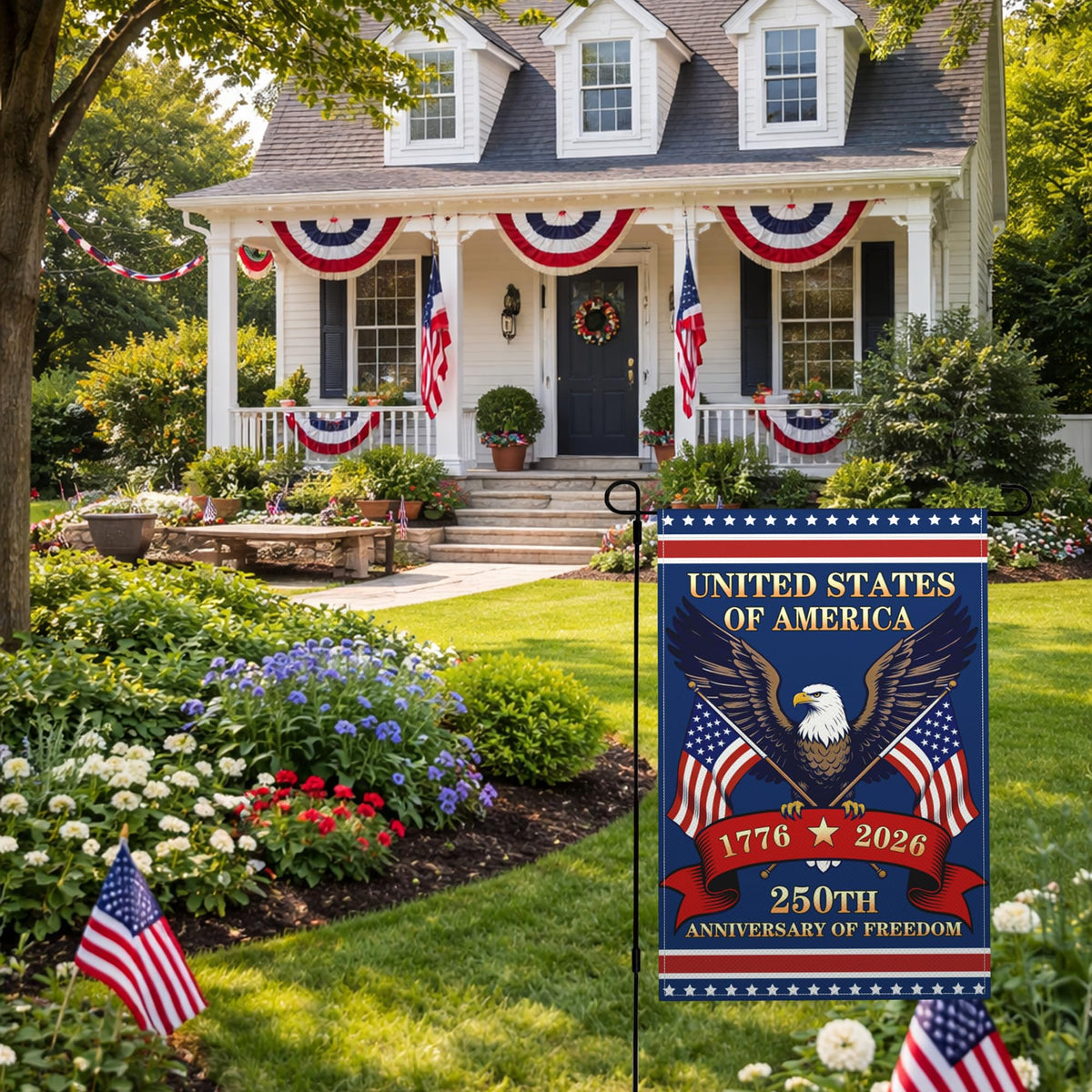Suswoos outdoor burlap flag suitable for patios and gardens