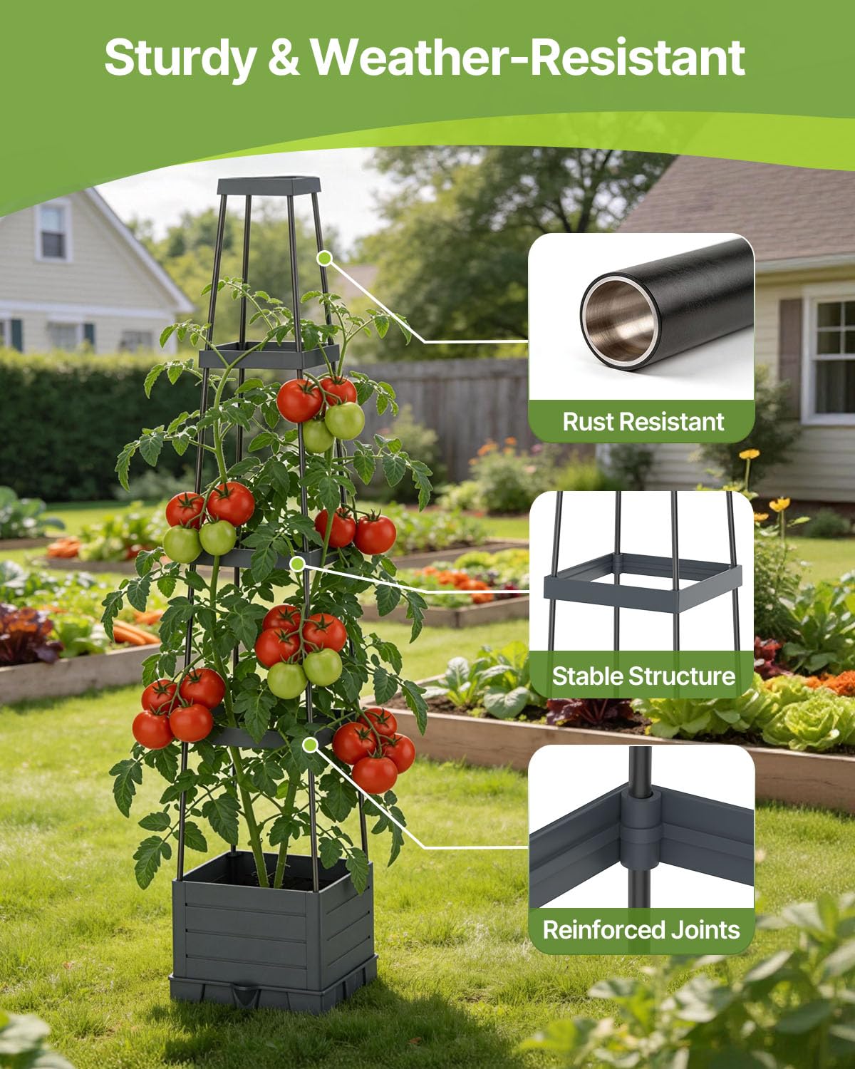 Suteck durable coated steel frame withstands outdoor weather