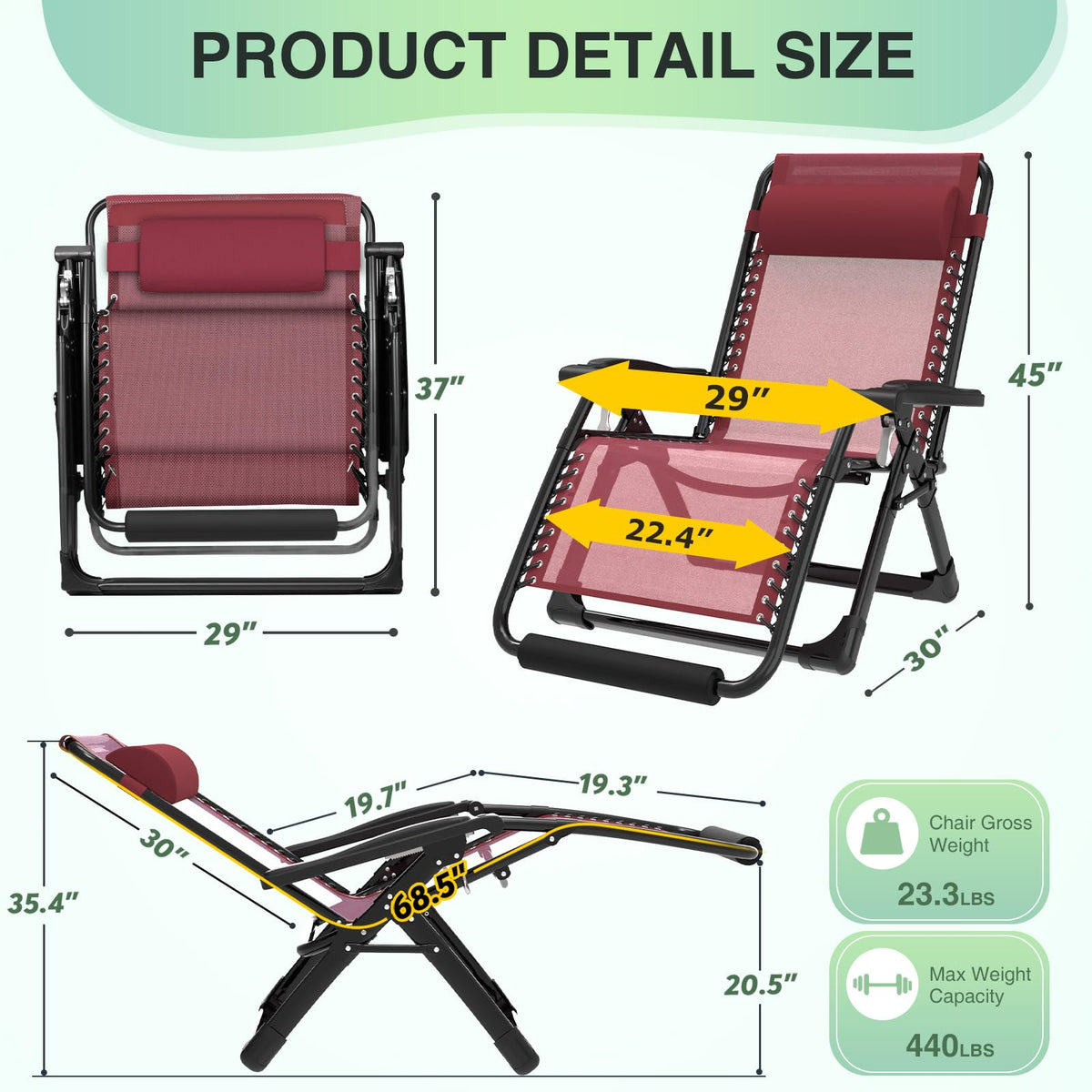 Suteck oversized zero gravity chair reclined demonstrating easy lock for comfortable relaxation