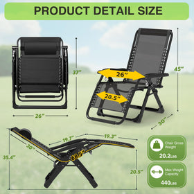 Suteck Zero Gravity Chair adjustable headrest for personalized comfort